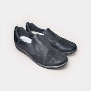 Clarks Black Sillian Paz Flats Slip On Comfort Loafers Shoes Women's Size 8M